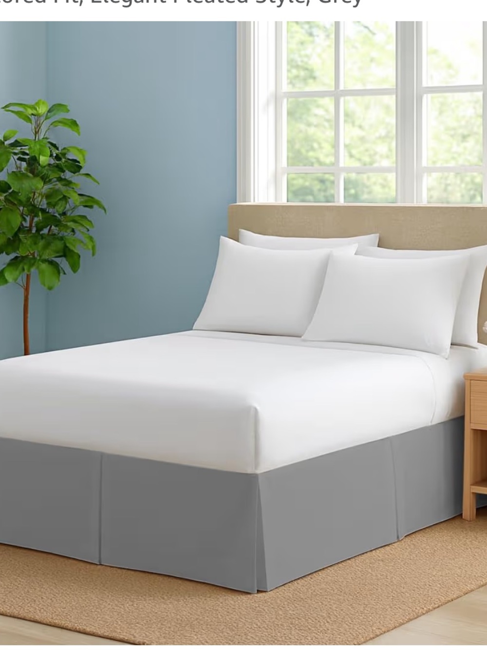 KING Bed Skirt 9” Drop Tailored Fit Split Corner 100% Cotton - Dark Gray